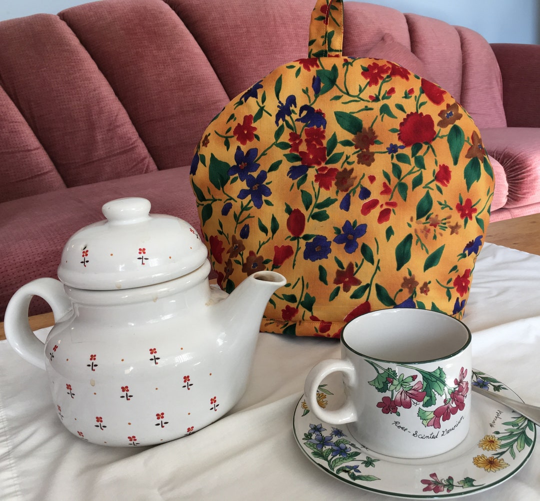 Mustard Yellow Burnt Orange Floral Tea Cosy Etsy