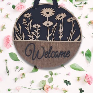 Wooden Welcome Door Hanger, Front Door Decor, Front Door Sign, Newlyweds, Housewarming Gift