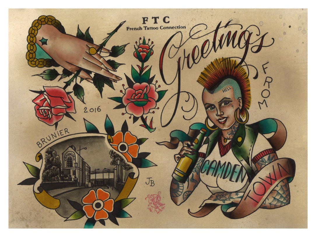 Tattoo Flash CAMDEN PUNX Julien BRUNIER - Etsy
