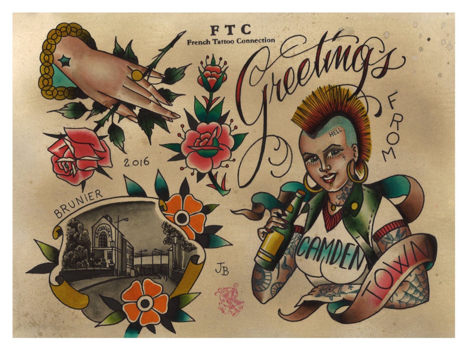 Tattoo Flash CAMDEN PUNX Julien BRUNIER - Etsy