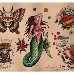 Tattoo Flash MERMAIDEN Julien BRUNIER