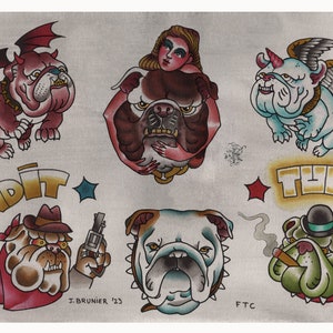 Tattoo Flash BULLDOGS Julien BRUNIER