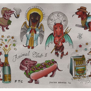 Tattoo Flash DACHSHUND Julien BRUNIER