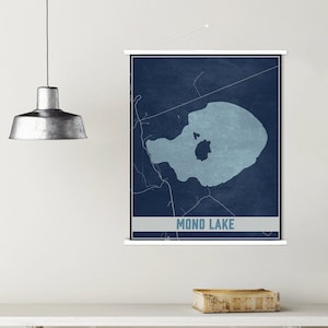 Mono Lake Kalifornien Karte Druck | Mono Lake Magnetischer Posterrahmen | Gedruckter Marktplatz