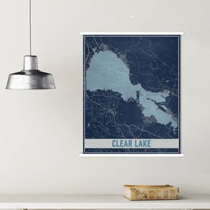 Impresión de mapas de Clear Lake California / Marco de póster magnético de Clear Lake / Mercado impreso