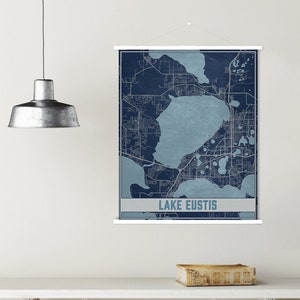 Lake Eustis Florida kaart afdrukken | Lake Eustis magnetisch posterframe | Gedrukte marktplaats
