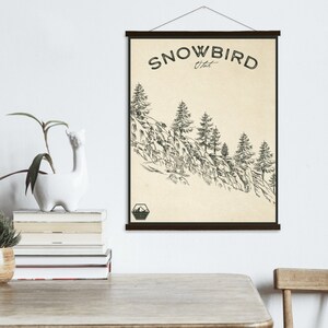 Snowbird Utah Ski Resort Sketch Print / Lienzo colgante de Snowbird Ski Resort / Mercado impreso