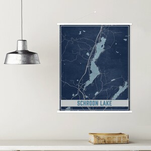Impresión de mapas de Schroon Lake Nueva York / Marco de póster magnético de Schroon Lake / Mercado impreso