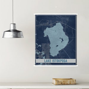 Lake Istokpoga Florida kaart afdrukken | Lake Istokpoga magnetisch posterframe | Gedrukte marktplaats