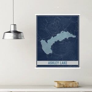 Impresión de mapas de Ashley Lake Montana / Marco de póster magnético de Ashley Lake / Mercado impreso