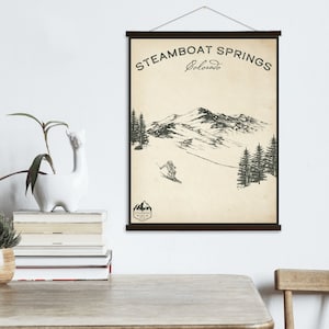 Steamboat Springs Colorado Ski Resort Sketch Print | Hängende Leinwand von Steamboat Springs Ski Resort | Gedruckter Marktplatz