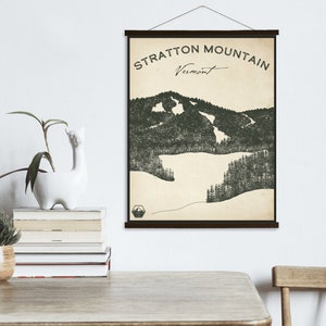 Stratton Mountain Vermont Ski Resort Sketch Print / Lienzo colgante de Stratton Mountain / Mercado impreso