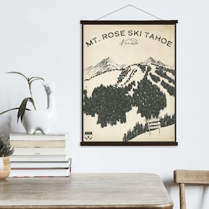 Mt. Rose Nevada Ski Tahoe Ski Resort Skizze Druck | Hängender Leinwand von Mt. Rose Ski Resort | Gedruckter Marktplatz