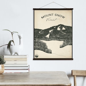 Mount Snow Vermont Ski Resort Sketch Print / Lienzo colgante de Mount Snow Ski Resort / Mercado impreso
