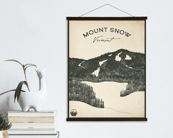 Mount Snow Vermont Ski Resort Sketch Print | Hanging Canvas of Mount Snow Ski Resort | Printed Marketplace