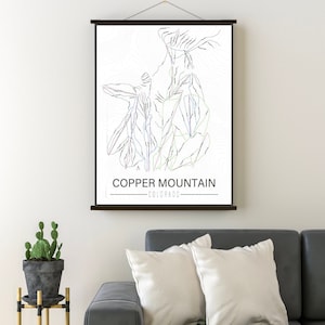 Carte des pistes de ski de Copper Mountain, Colorado | Toile suspendue représentant la piste de ski de Copper Mountain | Marché imprimé
