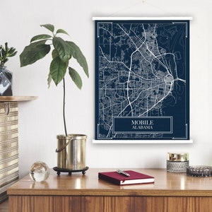 Mobile Alabama Blueprint Straßenkarte | Landkarte von Mobile | Gedruckter Marktplatz