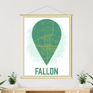 Indicatore di mappa di Fallon Nevada / Mappa su tela sospesa di Fallon / Mercato stampato