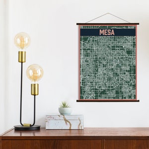Plan des rues de la ville de Mesa Arizona | Carte en toile suspendue de Mesa | Marché imprimé