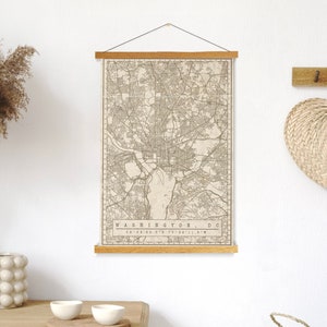 Washington DC stratenplan afdrukken | Washington DC hangende canvasafdruk | Gedrukte marktplaats