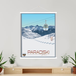 Paradiski Frankreich Moderne Illustration Print | Hängende Leinwand von Paradiski Ski Resort | Gedruckter Marktplatz