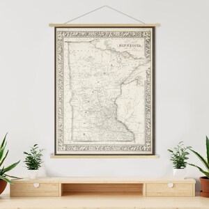 Minnesota Antique State Map Print | Minnesota Canvas Map Art | Printed Marketplace