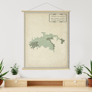 Impressão do mapa do parque nacional de Virgin Island de <br> Entrega Rápida? Tela suspensa do Parque Nacional das Ilhas Virgens | Mercado Impresso