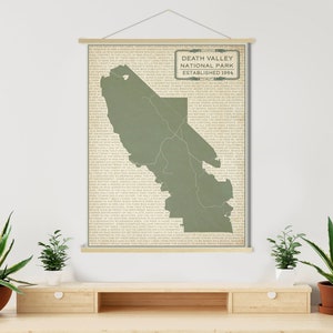 Impresión del mapa de luz del Parque Nacional del Valle de la Muerte de California / Lienzo colgante del Parque Nacional del Valle de la Muerte / Mercado impreso