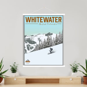 Whitewater British Columbia Ski Resort Illustration Print | Hängende Leinwand von Whitewater Ski Resort | Gedruckter Marktplatz