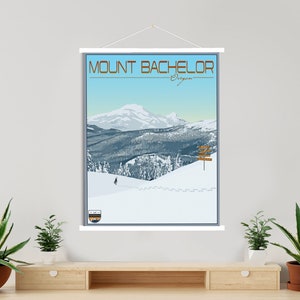 Mount Bachelor Oregon Moderne Illustration Print | Hängende Leinwand von Mount Bachelor Ski Resort | Gedruckter Marktplatz