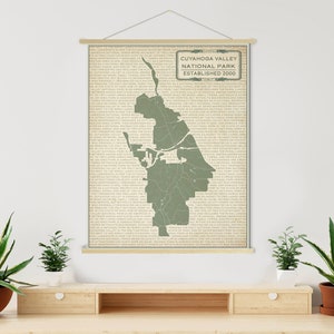 Impresión del mapa de luz del Parque Nacional Cuyahoga Ohio / Lienzo colgante del Parque Nacional del Valle de Cuyahoga / Mercado impreso