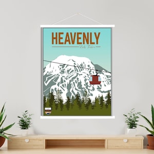 Himmlische Kalifornien Winter Winter Illustration Druck | Leinwand von himmlischen Skiort | Gedruckter Marktplatz