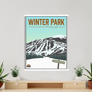 Winter Park Colorado Ski Urlaubsort Illustration Druck | Leinwand aufhängend Winter Park Ski Resort | Gedruckter Marktplatz