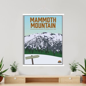 Mammoth Mountain California Ski Resort Illustration Print | Hängende Leinwand von Mammoth Mountain Ski Resort | Gedruckter Marktplatz