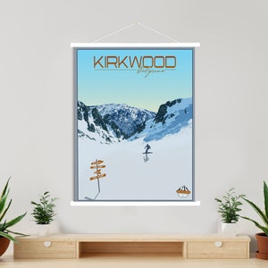 Kirkwood Kalifornien moderne Illustration Druck | Leinwand von Kirkwood Ski Resort | Gedruckter Marktplatz