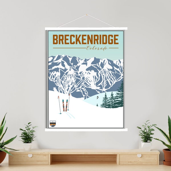 Breckenridge Colorado Ski Resort Illustration Print | Hanging Canvas of Breckenridge Ski Resort | Printed Marketplace