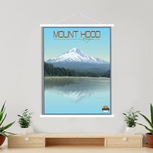 Mount Hood Oregon Moderne Illustration Print | Hängende Leinwand von Mount Hood Ski Resort | Gedruckter Marktplatz