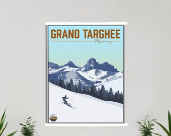 Grand Targhee Wyoming Ski Resort Ilustración Impresión / Lienzo colgante de Grand Targhee Ski Resort / Mercado impreso