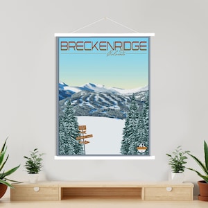 Breckenridge Colorado Modern Illustration Print | Hanging Canvas of Breckenridge Ski Resort | Printed Marketplace