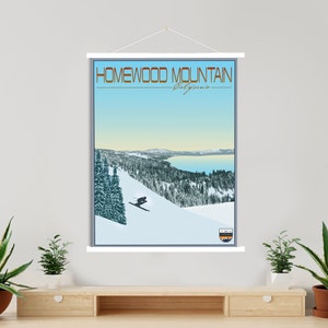 Homewood Kalifornien Moderne Illustration Print | Hängende Leinwand von Homewood Ski Resort | Gedruckter Marktplatz