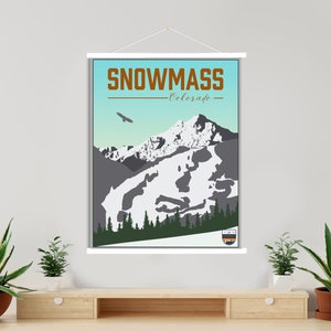 Snowmass Colorado Wintersportort Illustration Druck | Leinwand von Snowmass Ski Resort | Gedruckter Marktplatz