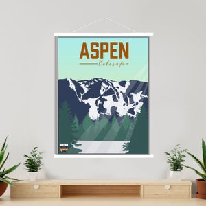 Aspen Colorado Wintersportort Illustration Druck | Leinwand aufhängend von Aspen Ski Resort | Gedruckter Marktplatz