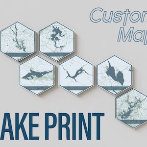 Custom Hexagon Lake Map Print by Printed Marketplace
