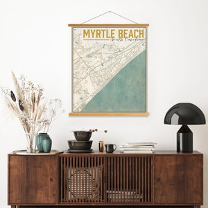 Myrtle Beach South Carolina Nautische Straßen Karte | Leinwand zum Aufhängen Karte von Myrtle Beach | Gedruckter Marktplatz