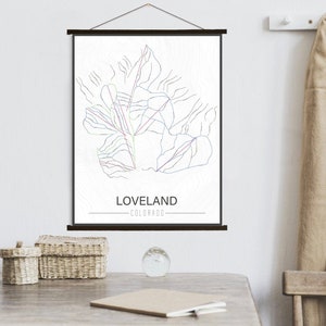 Loveland Colorado Ski Trail Karte | Leinwand von Loveland Ski Spur zum Aufhängen Gedruckter Marktplatz