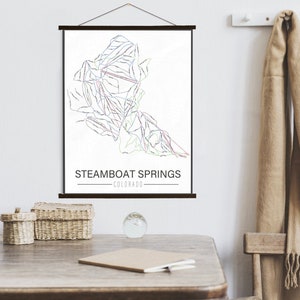 Steamboat Springs Colorado Skipiste Karte | Hängende Leinwand von Steamboat Springs Ski Trail | Gedruckter Marktplatz