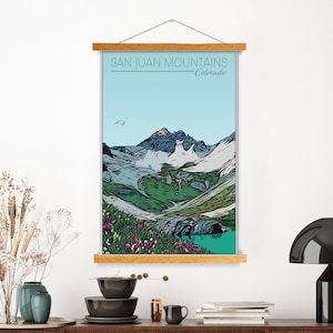San Juan Mountains Colorado Illustration Print | San Juan Mountians Colorado Hanging Canvas Print | Printed Marketplace