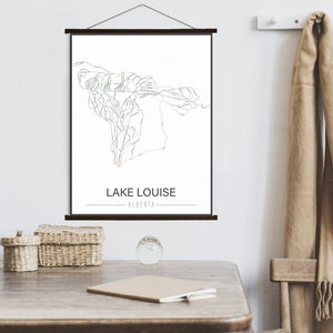 Lake Louise Alberta Skipiste Karte | Hängende Leinwand von Lake Louise Ski Trail | Gedruckter Marktplatz