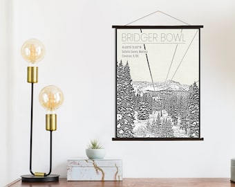 Bridger Bowl Montana Ski Area | Hanging Canvas of Bridger Bowl | Printed Marketplace