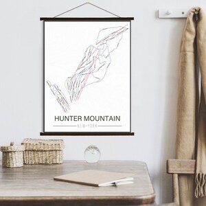 Mapa da trilha de esqui de Hunter Mountain em Nova York | Tela suspensa da trilha de esqui da Hunter Mountain | Mercado Impresso